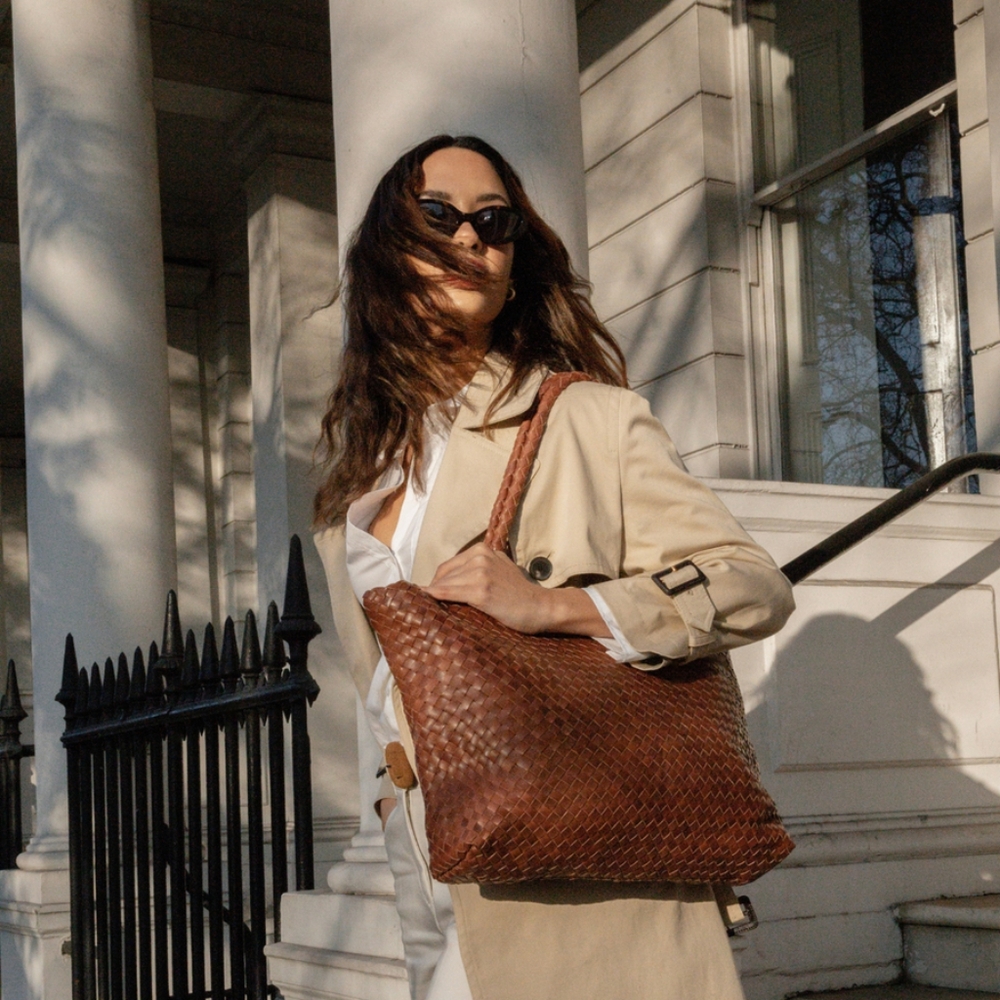 Milaner Classic Elena Woven Leather Bag